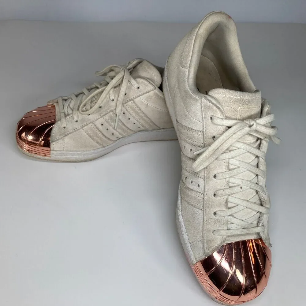 Adidas Superstar 80's Copper Cap Toe Suede Off White Sneakers Womens Size 7.5